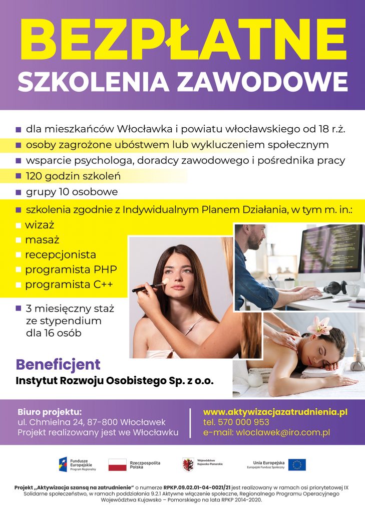 plakat, kursy zawodowe, 